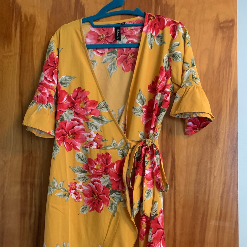 Wrap around yellow dress
